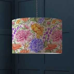 Idalia Eva Printed Lamp Shade Fuschiareplacement lampshade,White Linen Drum Lampshade for Table or Floor Lamp