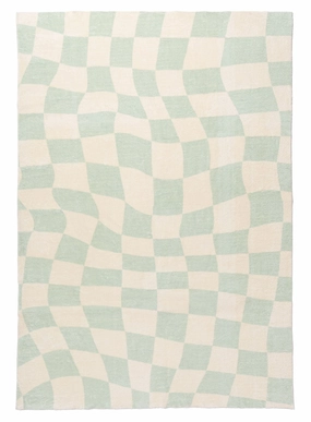 Ilenna Green and Ivory Abstract Checkered Washable Rugmodern color block patchwork rug