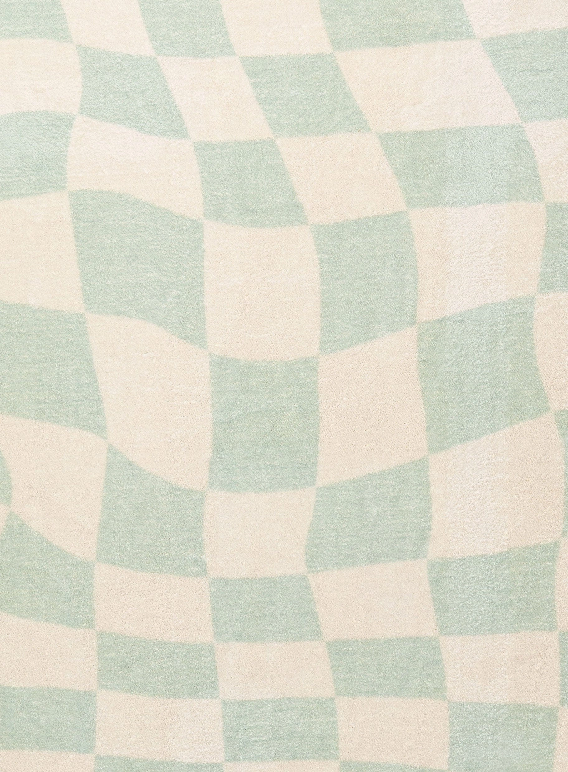 Ilenna Green and Ivory Checkered Washable Round Rug