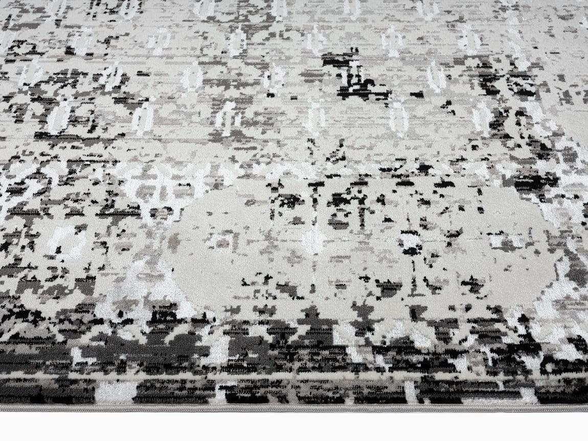 Imran Black Grey And Ivory Traditional Distressed Rug *NO RETURNS UNLESS FAULTY
