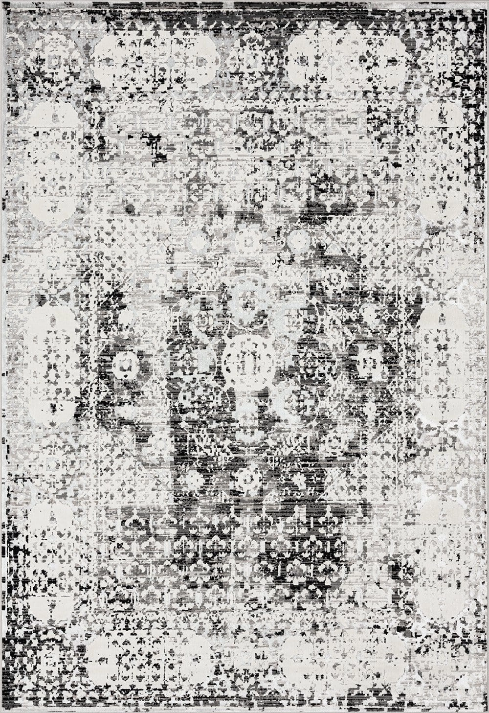 Imran Black Grey And Ivory Traditional Distressed Rug *NO RETURNS UNLESS FAULTYmodern color block patchwork rug