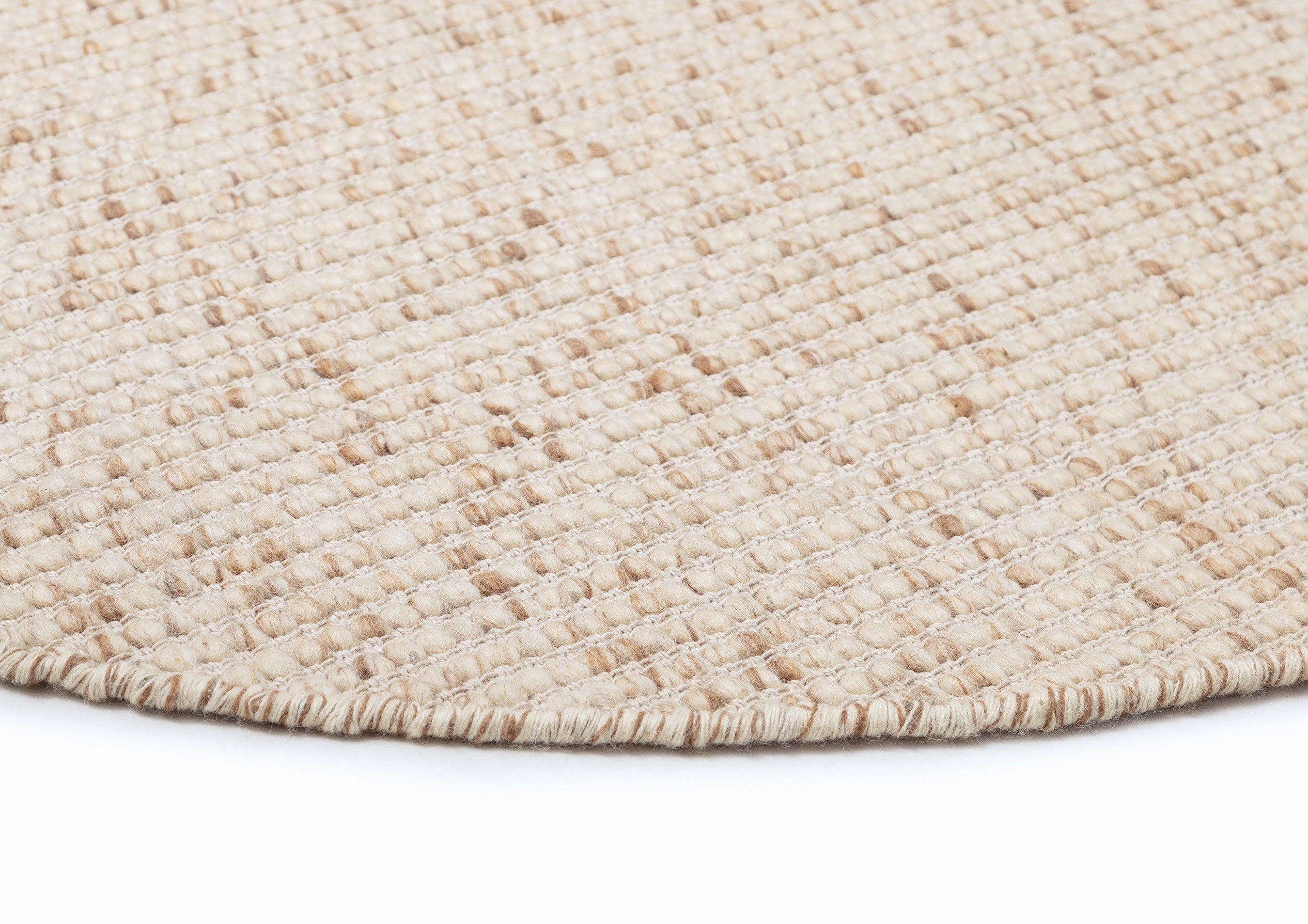 Indya Marbled Cream and Beige Chunky Wool Round Rug