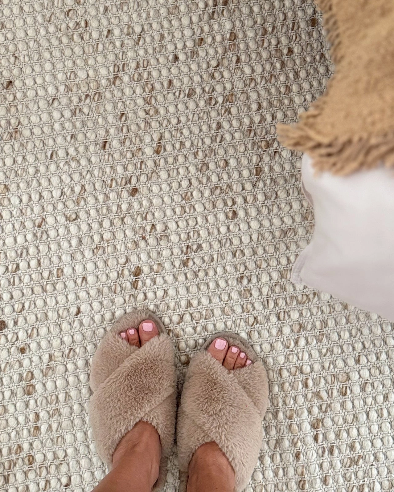 Indya Marbled Cream and Beige Chunky Wool Rug