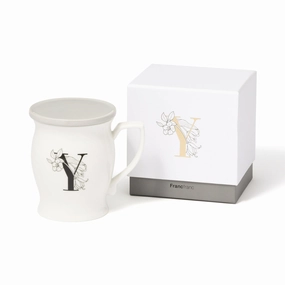 Initial Mug Flower  Yglass cups ,personalized mugs 
