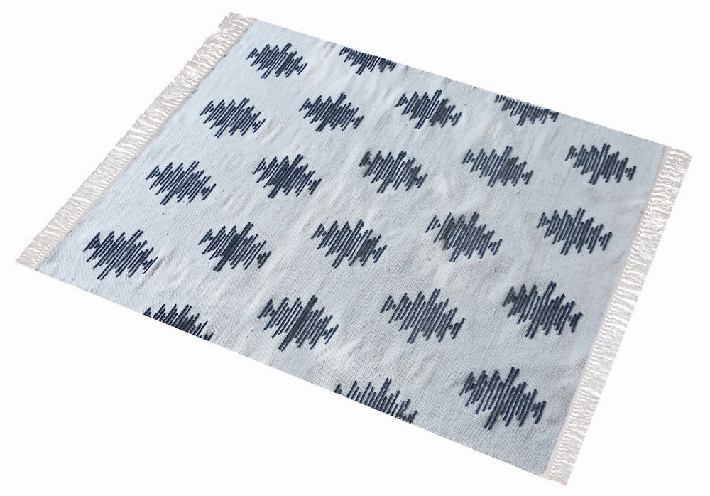 Inken Blue and White Modern Tribal Rug
