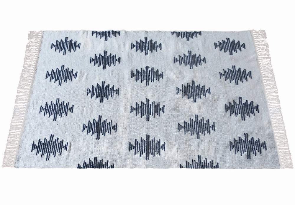Inken Blue and White Modern Tribal Rug