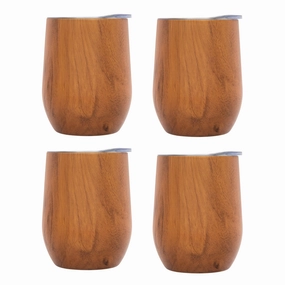 Insulated Woodgrain Wine Tumblers - Set Of 4glass cups ,personalized mugs 