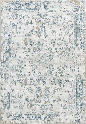 Iris Blue Grey and Beige Distressed Floral Rugmodern color block patchwork rug