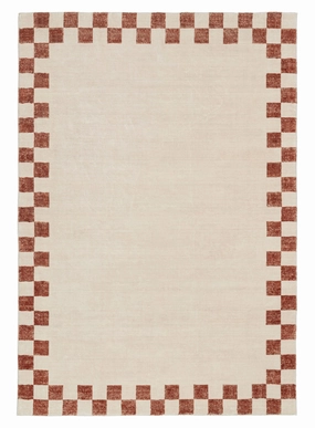 Isi Rust Brown Checkered Border Washable Rugmodern color block patchwork rug
