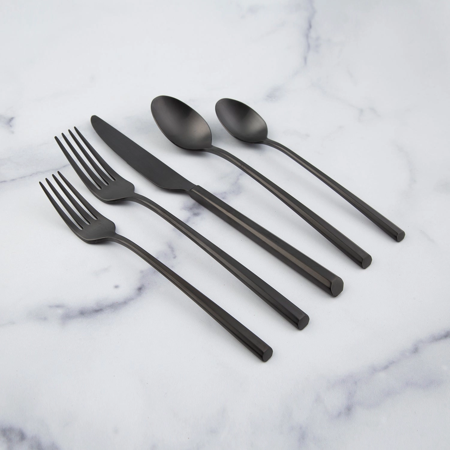 Isobel Black Satin 20 Piece Flatware Seteco-friendly bamboo fiber tableware set 