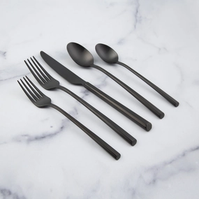 Isobel Black Satin 20 Piece Flatware Seteco-friendly bamboo fiber tableware set 