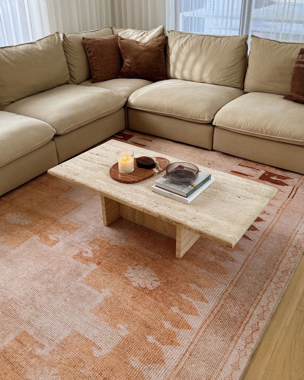Isola Cream and Rust Tribal Washable Rug