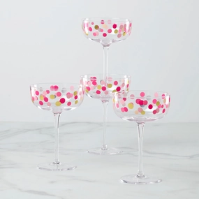 It's Raining Confetti Coupe Glasses - Set Of 4valentine's day decorations ,valentine's centerpiece 