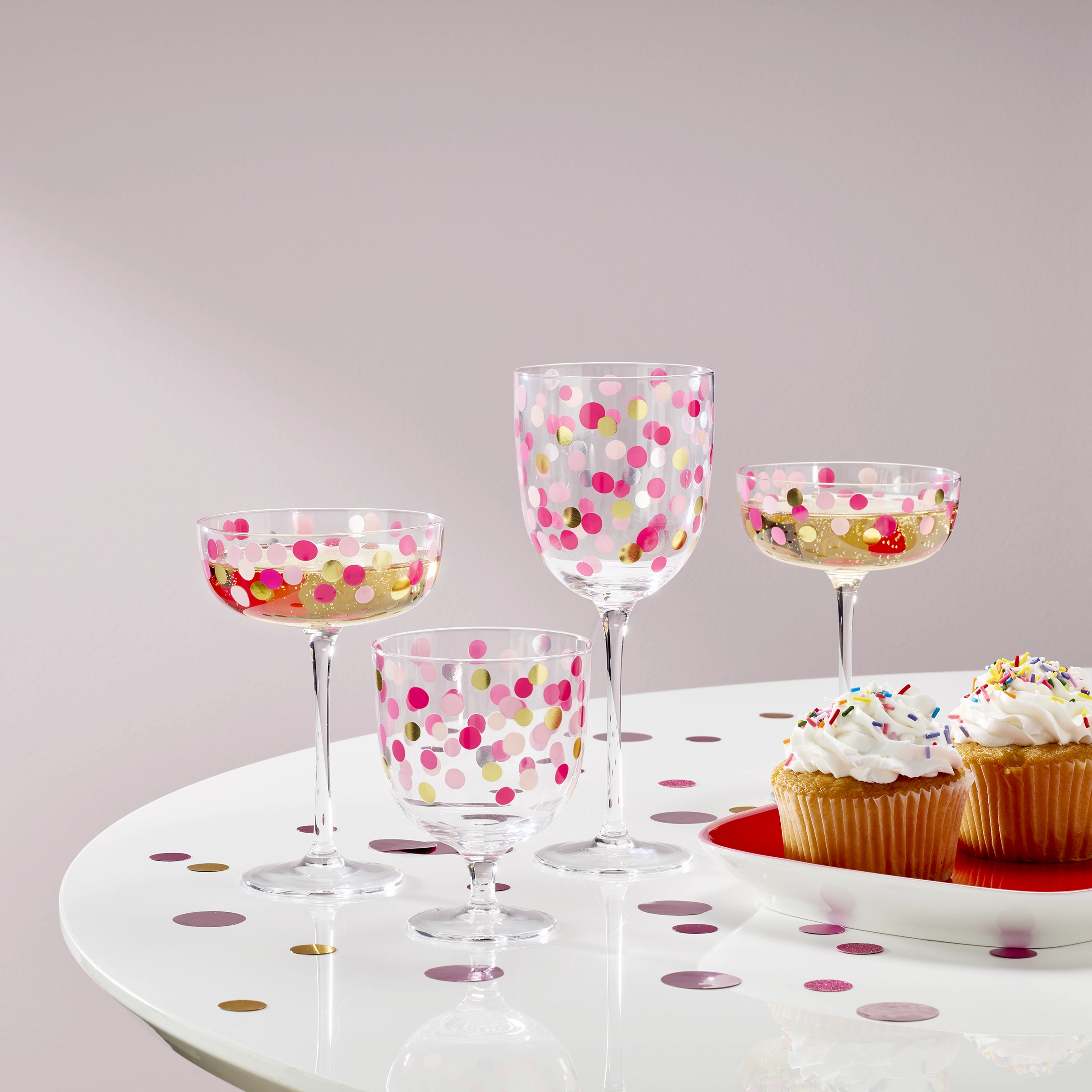 It's Raining Confetti Short Wine Glasses - Set Of 4