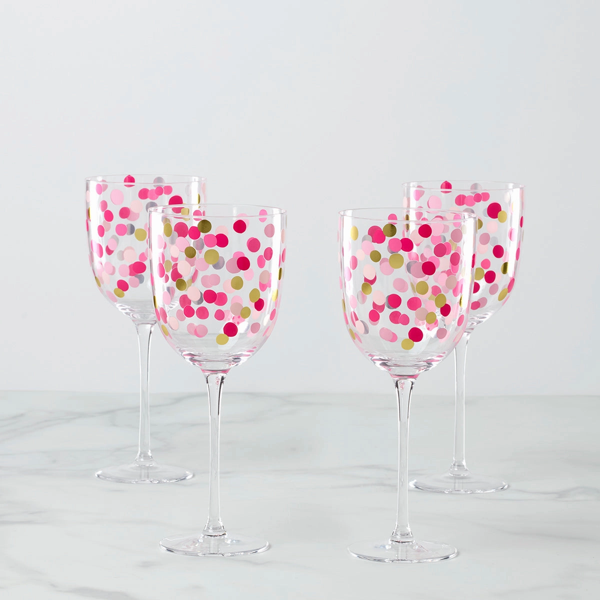 It's Raining Confetti Wine Glasses - Set Of 4valentine's day decorations ,valentine's centerpiece 