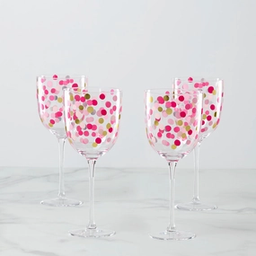 It's Raining Confetti Wine Glasses - Set Of 4glass cups ,personalized mugs 
