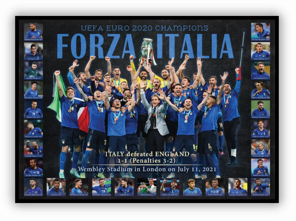 Italy Euro 2020 Collage Print Framed Italiahandmade souvenirs