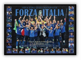 Italy Euro 2020 Collage Print Framed Italiahandmade souvenirs