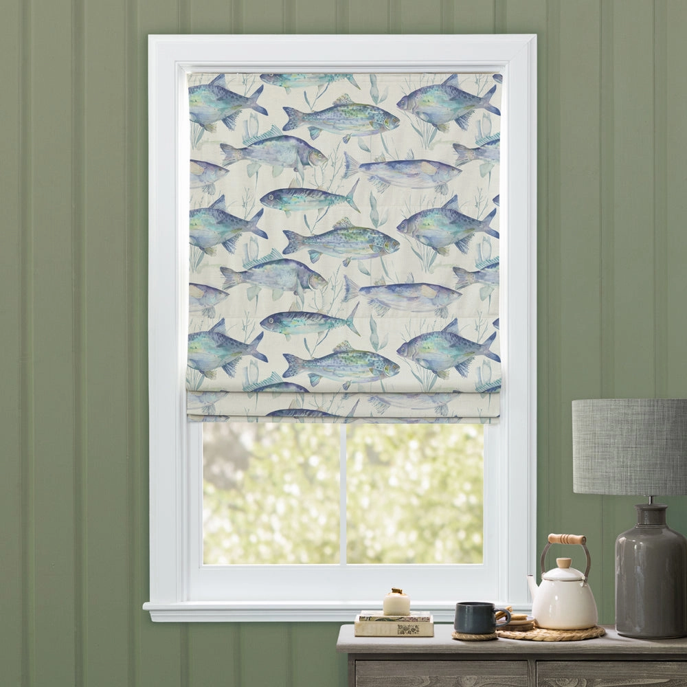 Ives Waters Printed Cotton Made to Measure Roman Blinds Cobalt
