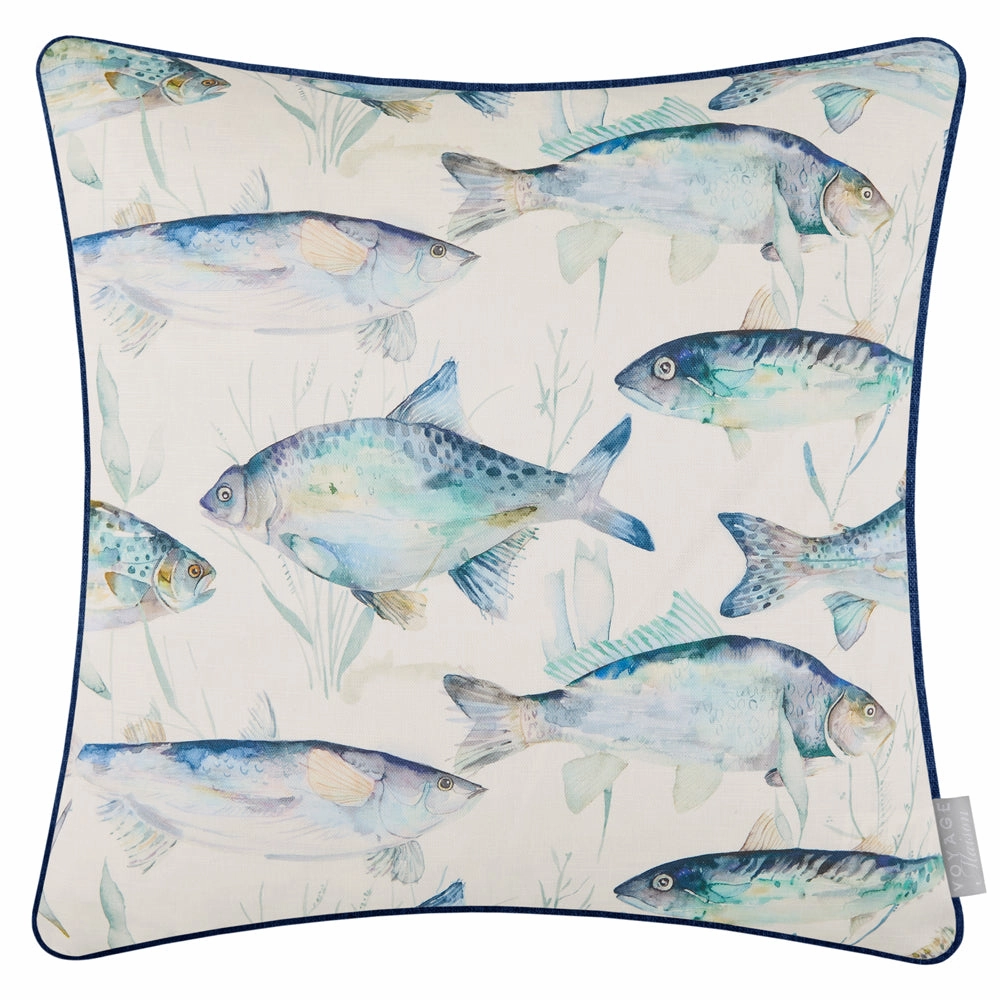 Ives Waters Printed Piped Cushion Cobalt