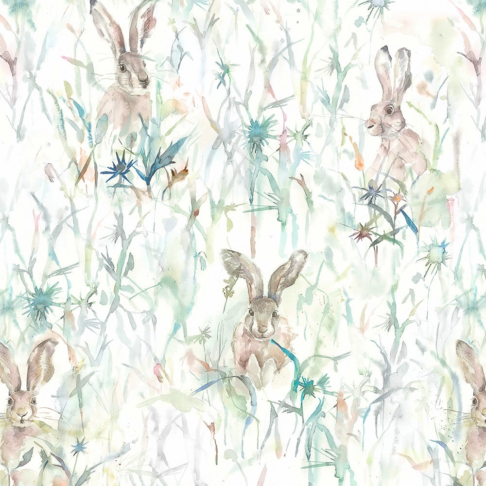 Jack Rabbit Printed Cotton Made to Measure Roman Blinds Natural