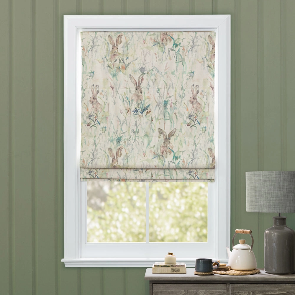 Jack Rabbit Printed Cotton Made to Measure Roman Blinds Natural
