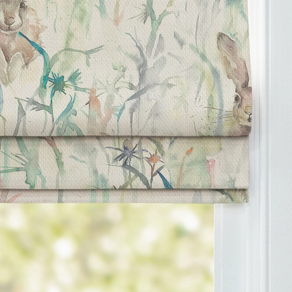 Jack Rabbit Printed Cotton Made to Measure Roman Blinds Natural