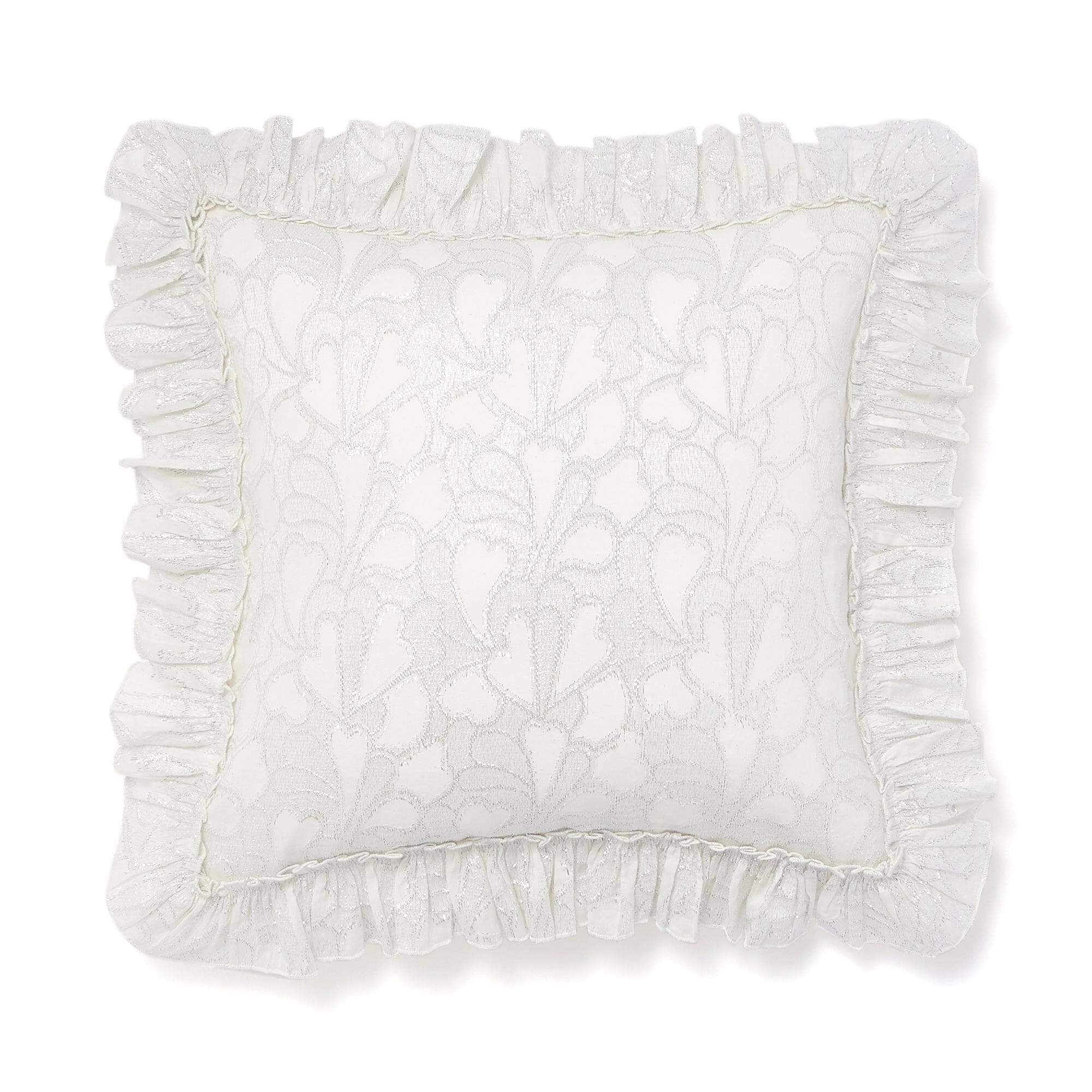 Jacquard Heart Cushion Cover 450 X 450 White X Silverbedding sets ,throw blankets 
