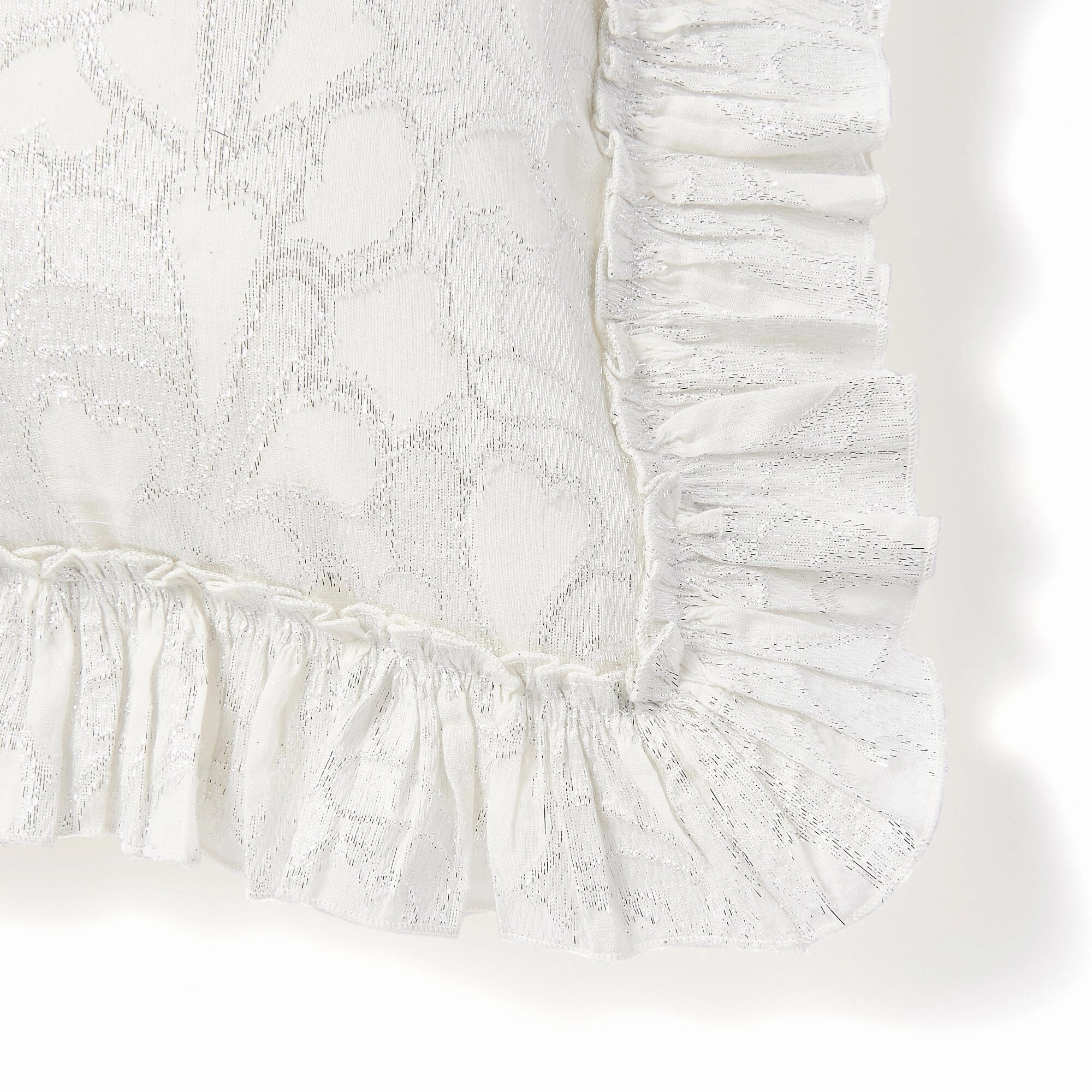 Jacquard Heart Cushion Cover 450 X 450 White X Silver