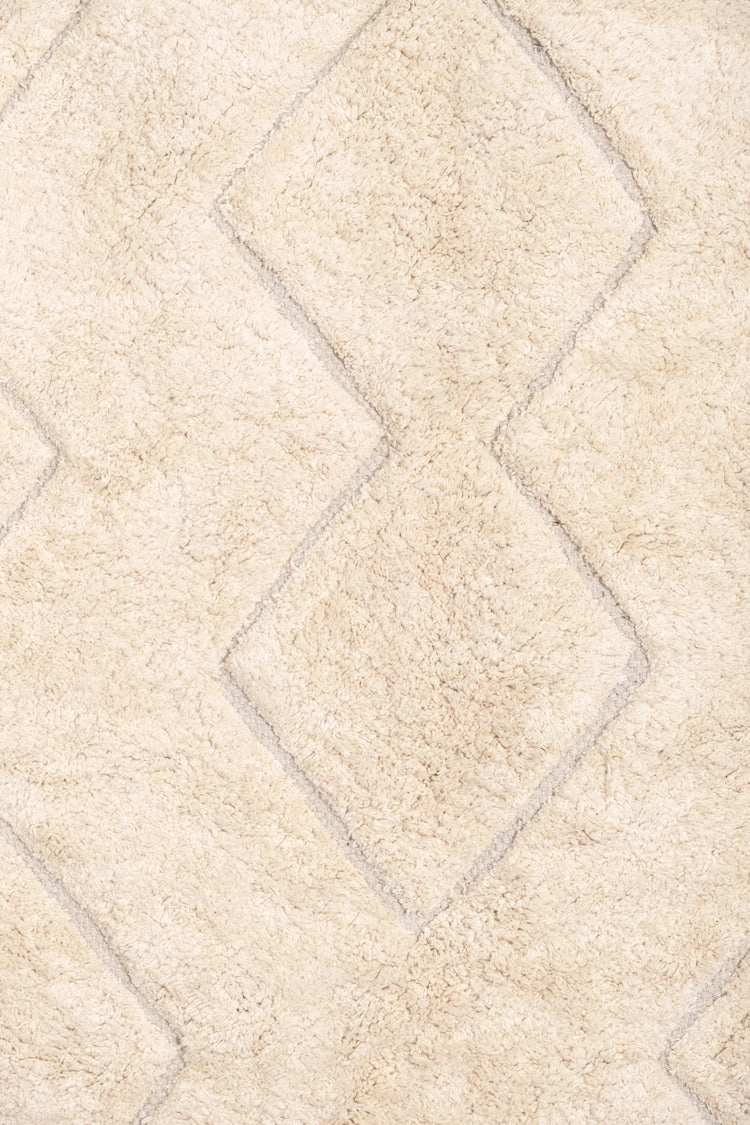 Jahna Cream Beige Diamond Tribal Washable Rug *NO RETURNS UNLESS FAULTY