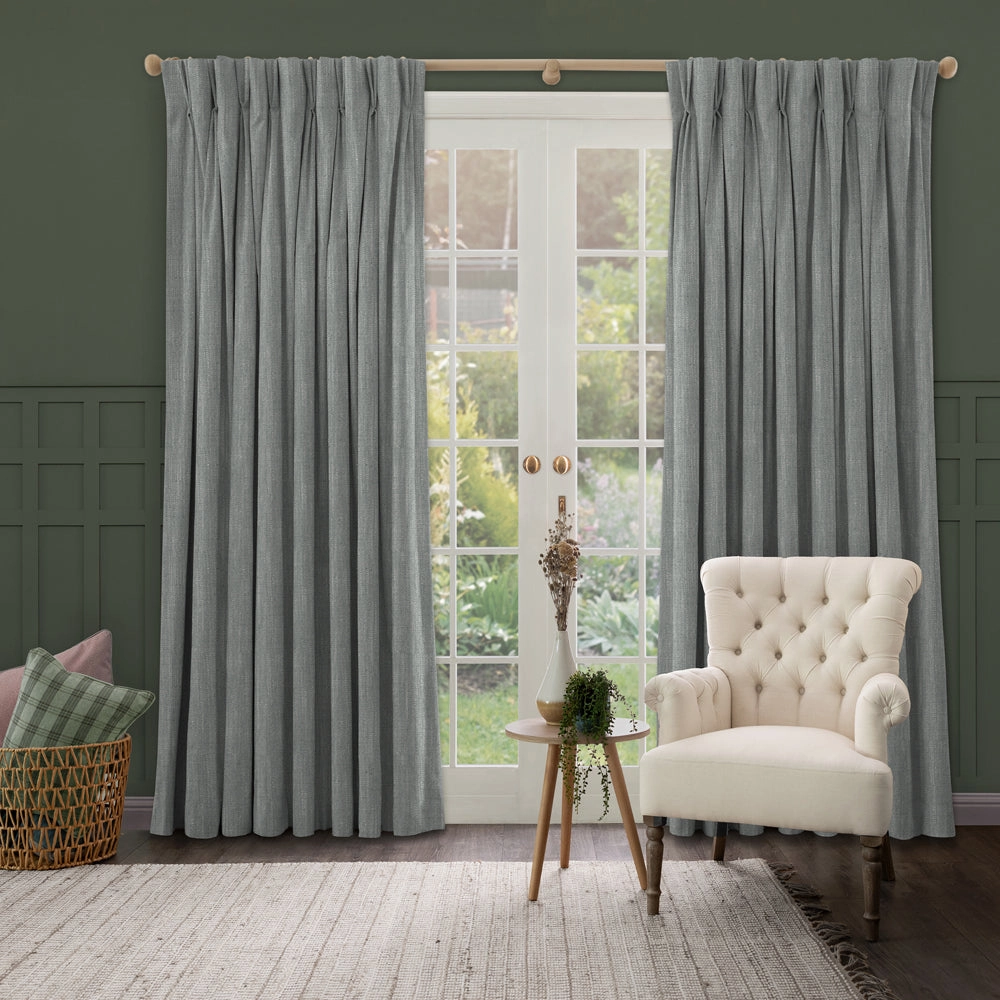 Jedburgh Textured Woven Made to Measure Curtains Charcoal