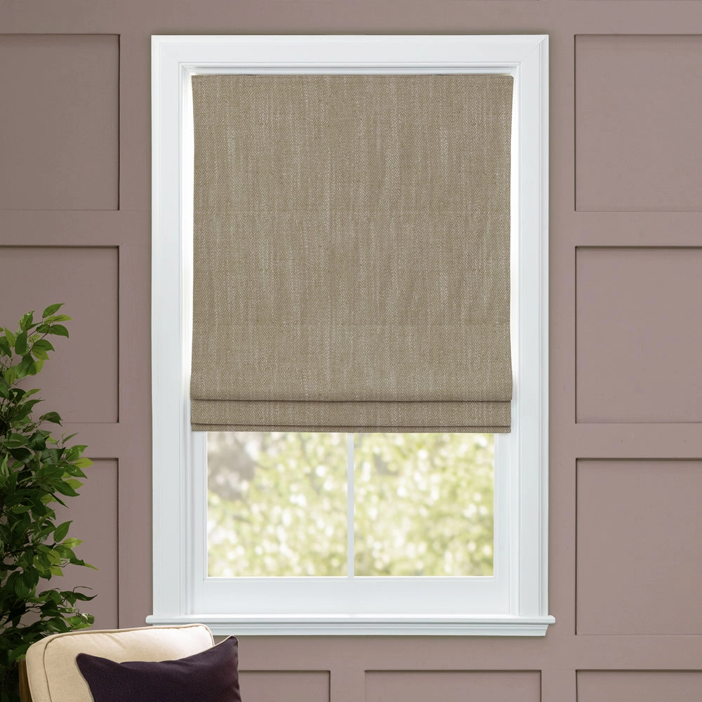 Jedburgh Textured Woven Made to Measure Roman Blinds Biscuit