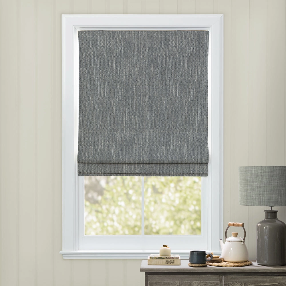 Jedburgh Textured Woven Made to Measure Roman Blinds Slate