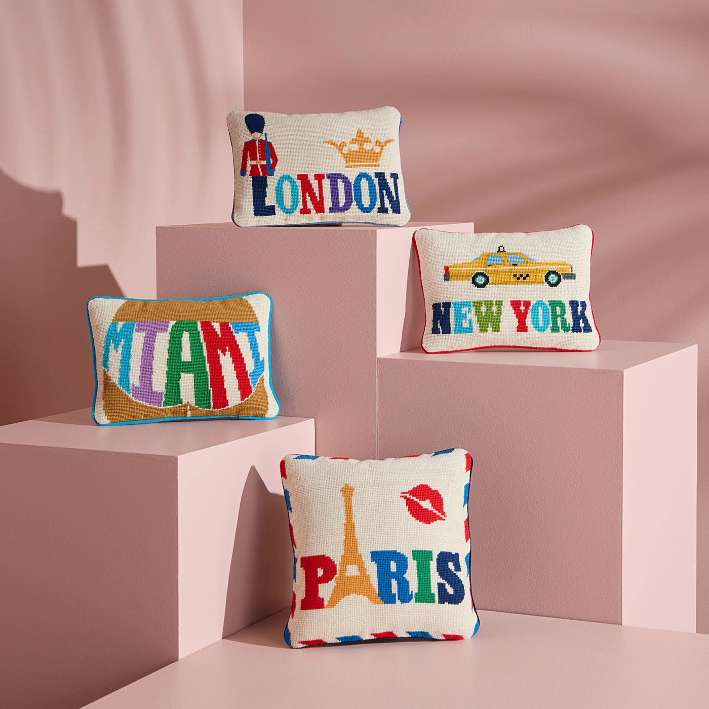 Jet Set Needlepoint New York Pillow