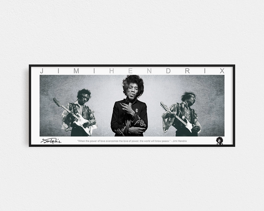 JIMI HENDRIX PANORAMIC COLLAGE PRINT SIGNED FRAMED WINGShandmade souvenirs