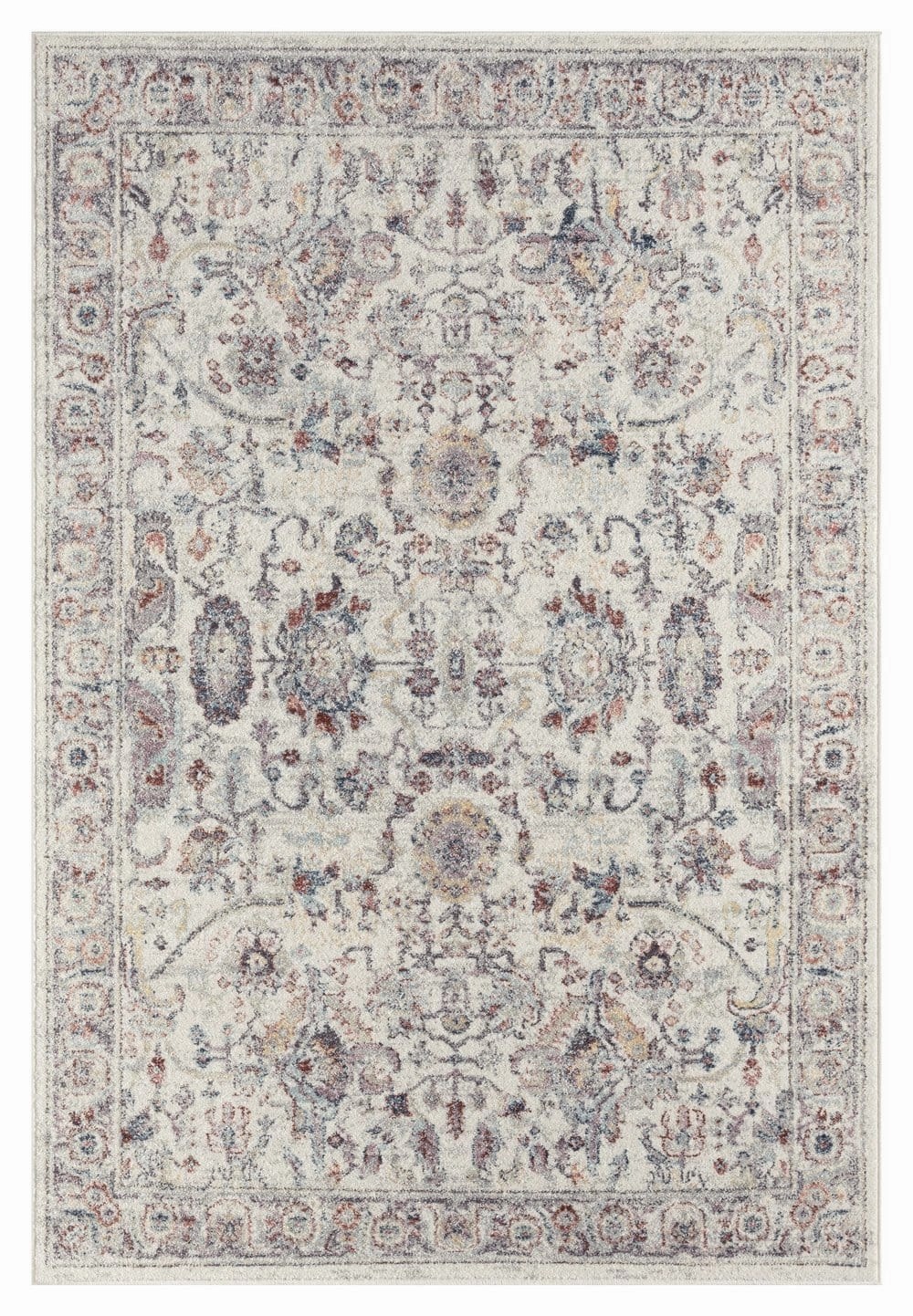 Jinnie Cream and Purple Multi-Colour Distressed Rugmodern color block patchwork rug