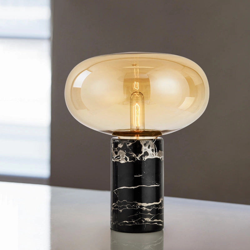 Joelle Oval Glass and Marble Table Lamp