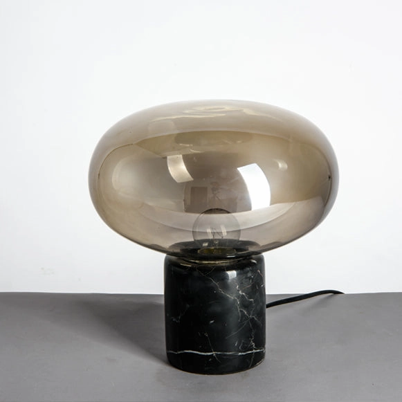 Joelle Oval Glass and Marble Table Lamp
