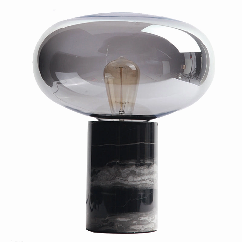 Joelle Oval Glass and Marble Table Lamp