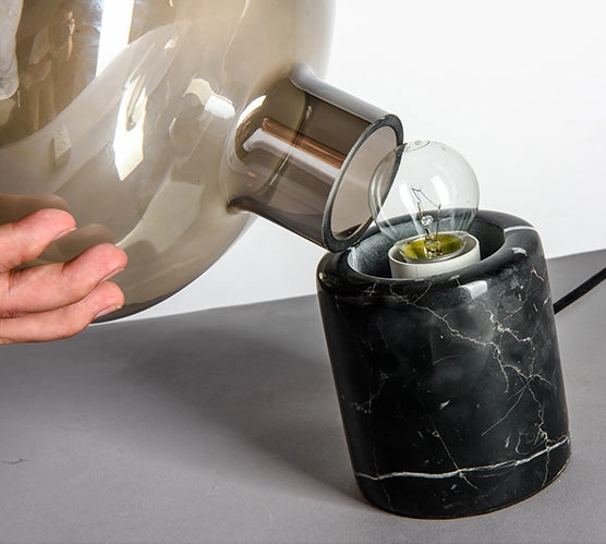 Joelle Oval Glass and Marble Table Lamp