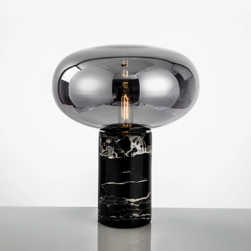 Joelle Oval Glass and Marble Table Lamp