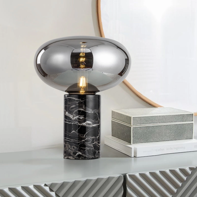 Joelle Oval Glass and Marble Table Lamptable lamp,smart table lamp