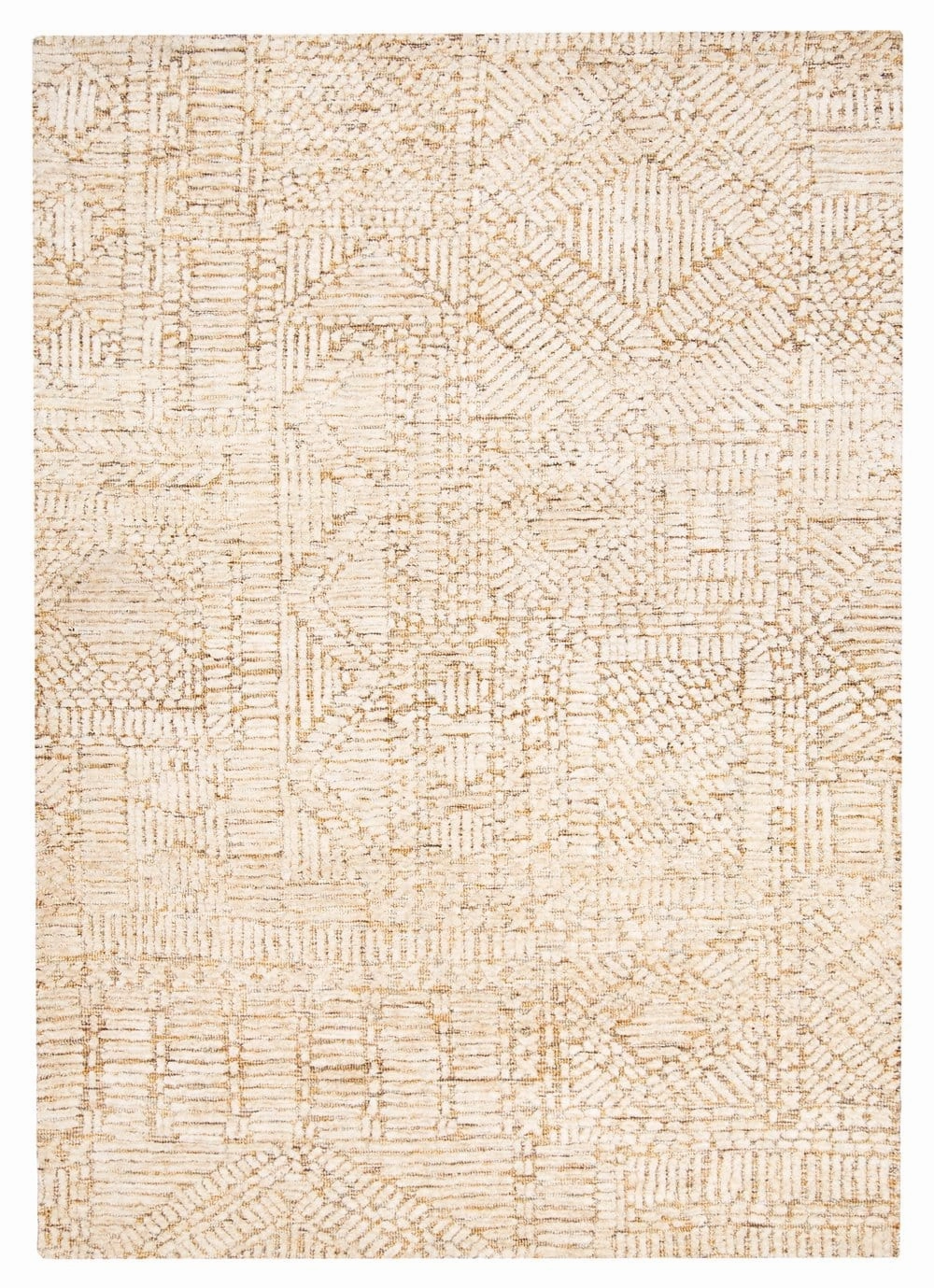 Jordan Mustard and Beige Geometric Modern Rugmodern color block patchwork rug