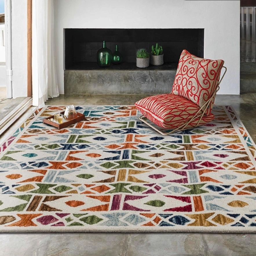 Joseph Colorful Wool Rugmodern color block patchwork rug