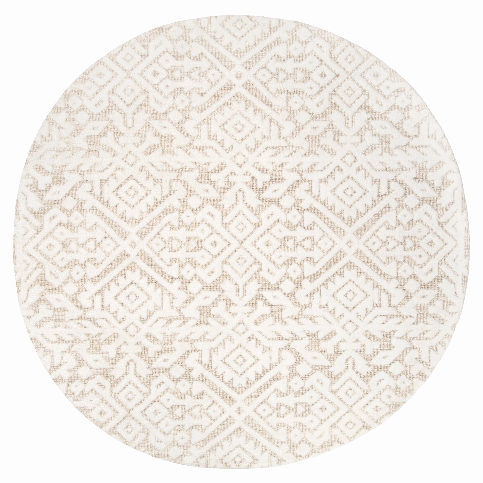 Josephine Ivory and Cream Tribal Transitional Round Rug *NO RETURNS UNLESS FAULTYmodern color block patchwork rug