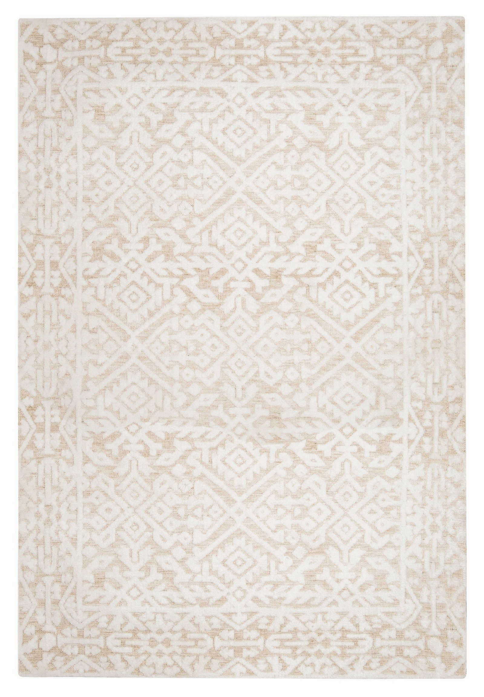 Josephine Ivory and Cream Tribal Transitional Rugmodern color block patchwork rug