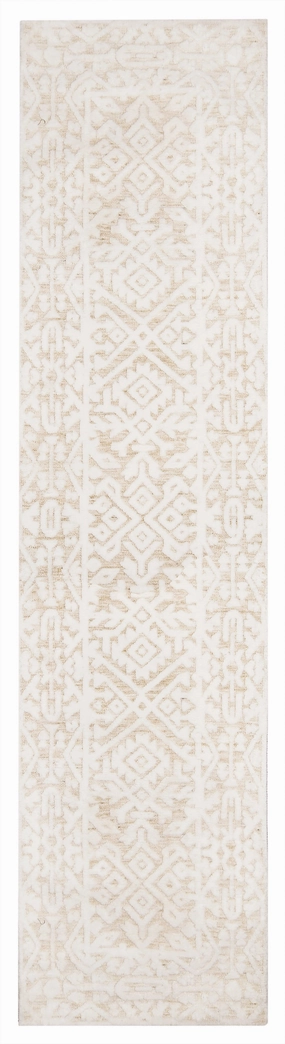 Josephine Ivory and Cream Tribal Transitional Runner Rugmodern color block patchwork rug