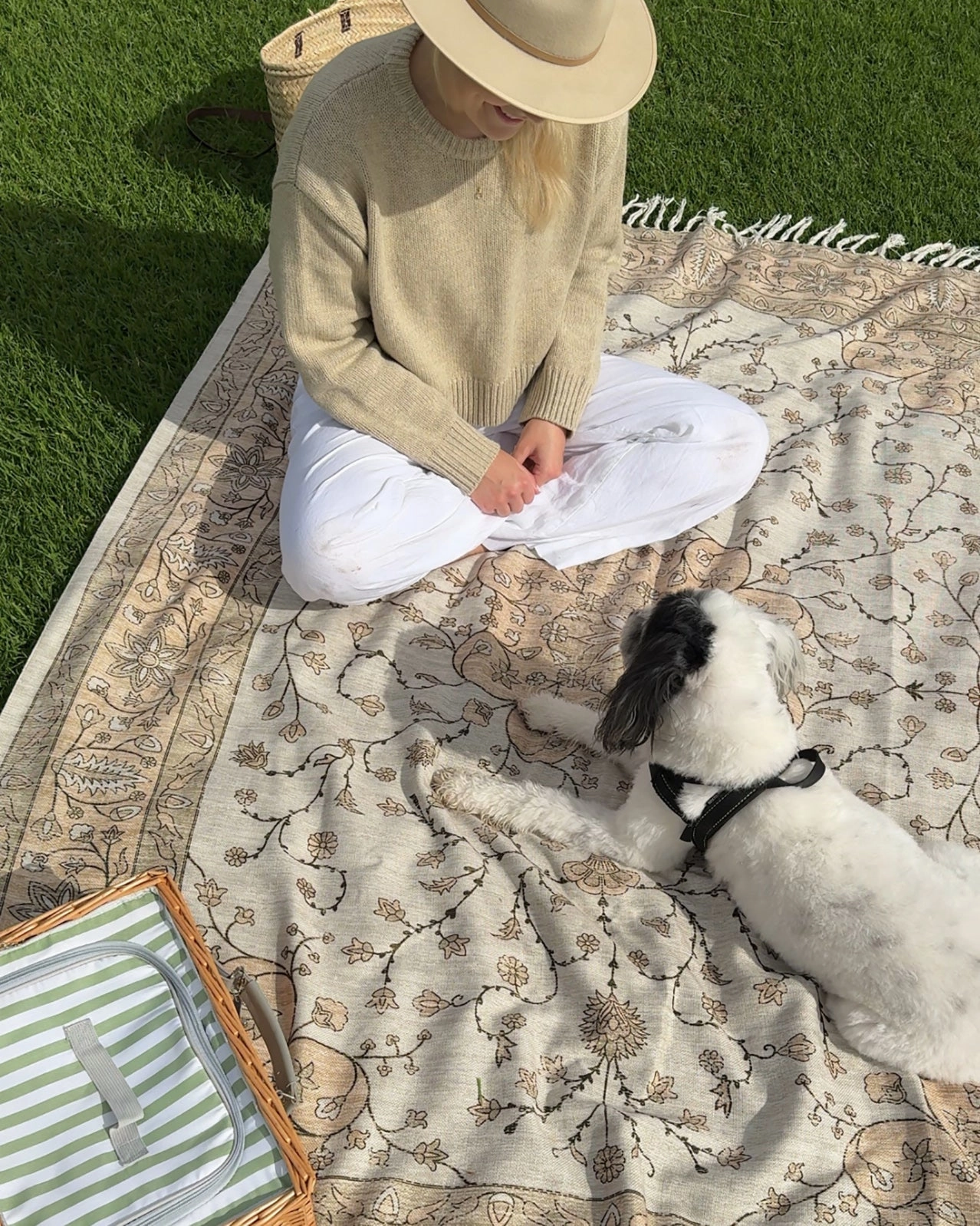 Josie Neutral Beige Boho Picnic Rug