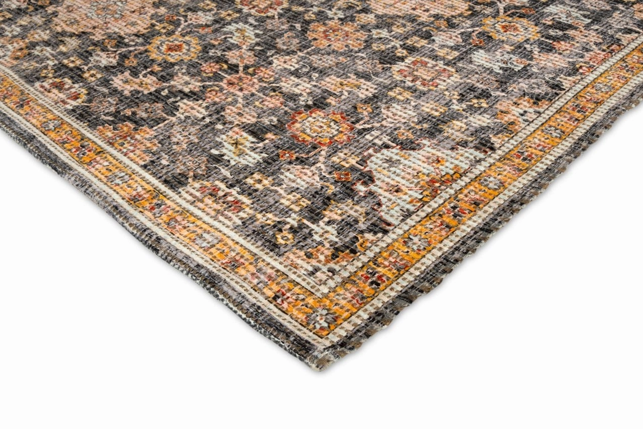 Juanita Orange and Charcoal Floral Distressed Rug *NO RETURNS UNLESS FAULTY