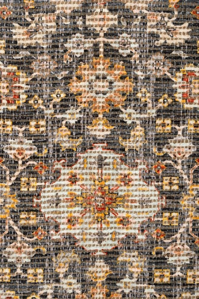 Juanita Orange and Charcoal Floral Distressed Rug *NO RETURNS UNLESS FAULTY